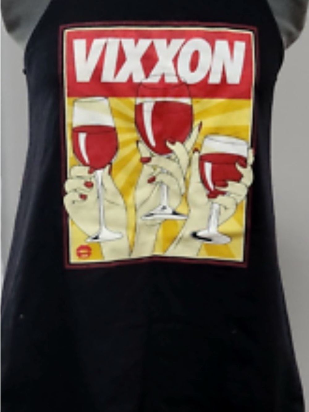 Black Graphic Tank Top with Red & Yellow Wine Glass Design